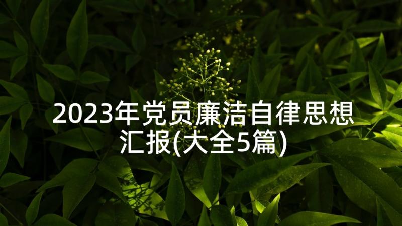 2023年党员廉洁自律思想汇报(大全5篇)