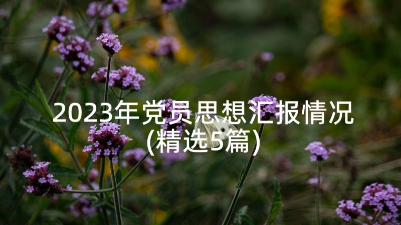 2023年党员思想汇报情况(精选5篇)