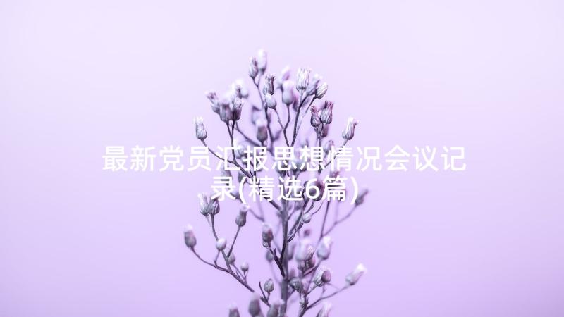 最新党员汇报思想情况会议记录(精选6篇)