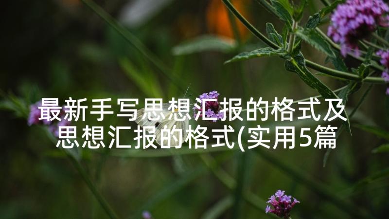 最新手写思想汇报的格式及 思想汇报的格式(实用5篇)