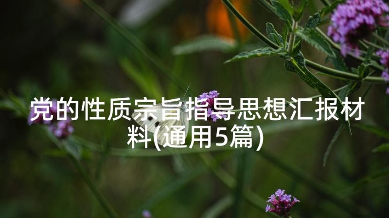 党的性质宗旨指导思想汇报材料(通用5篇)