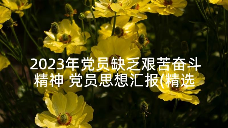 2023年党员缺乏艰苦奋斗精神 党员思想汇报(精选8篇)