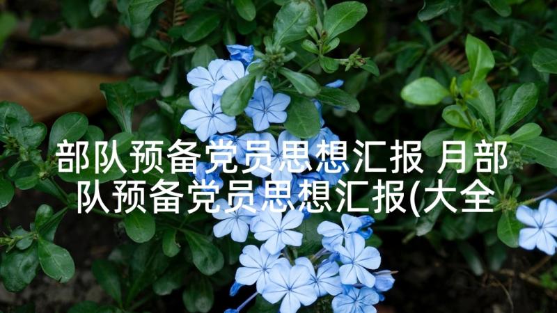 部队预备党员思想汇报 月部队预备党员思想汇报(大全5篇)