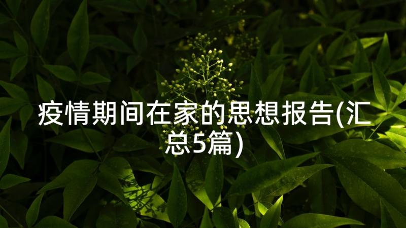 疫情期间在家的思想报告(汇总5篇)