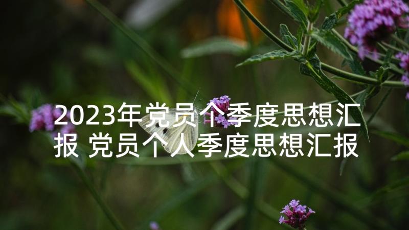 2023年党员个季度思想汇报 党员个人季度思想汇报(汇总10篇)