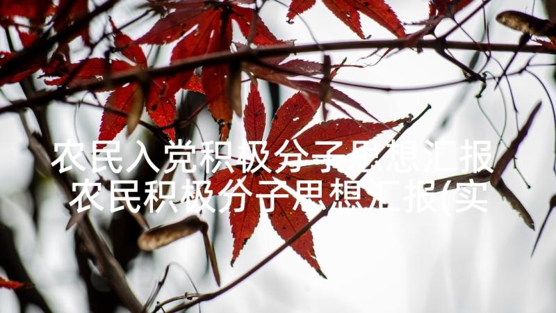 农民入党积极分子思想汇报 农民积极分子思想汇报(实用6篇)