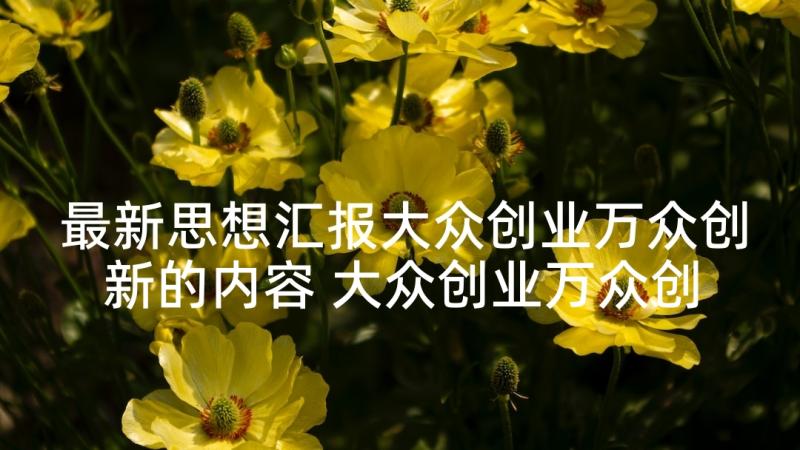 最新思想汇报大众创业万众创新的内容 大众创业万众创新工作实施方案(大全5篇)