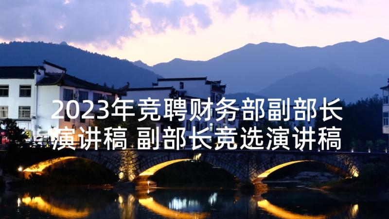 2023年竞聘财务部副部长演讲稿 副部长竞选演讲稿(优秀8篇)