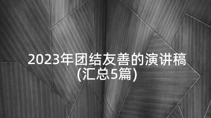 2023年团结友善的演讲稿(汇总5篇)