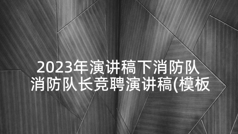 2023年演讲稿下消防队 消防队长竞聘演讲稿(模板5篇)