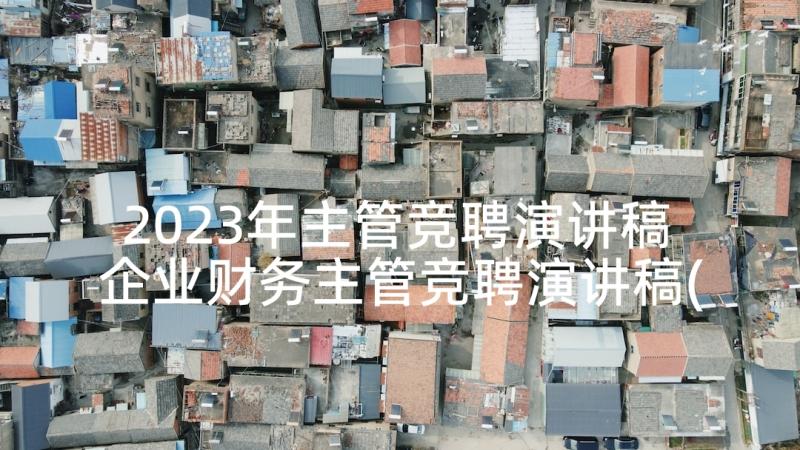 2023年主管竞聘演讲稿 企业财务主管竞聘演讲稿(优质5篇)