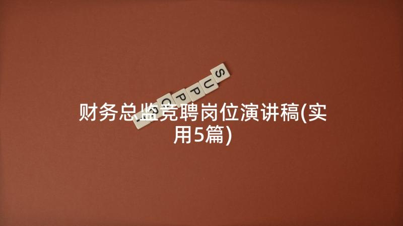 财务总监竞聘岗位演讲稿(实用5篇)