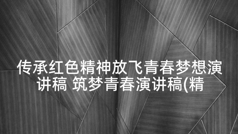 传承红色精神放飞青春梦想演讲稿 筑梦青春演讲稿(精选8篇)