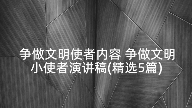 争做文明使者内容 争做文明小使者演讲稿(精选5篇)