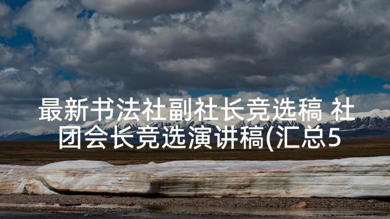 最新书法社副社长竞选稿 社团会长竞选演讲稿(汇总5篇)