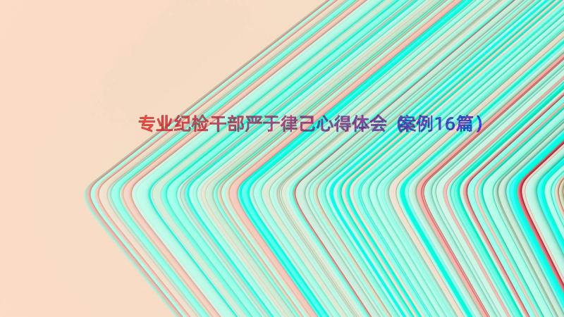 专业纪检干部严于律己心得体会（案例16篇）