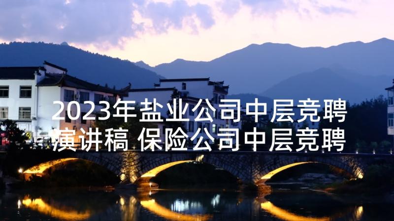 2023年盐业公司中层竞聘演讲稿 保险公司中层竞聘演讲稿(优质5篇)