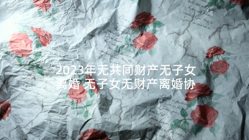 2023年无共同财产无子女离婚 无子女无财产离婚协议书(优秀9篇)