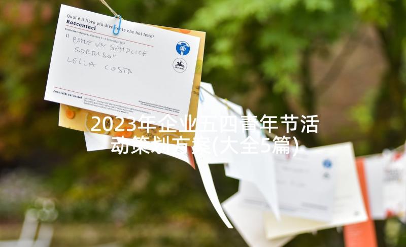 2023年企业五四青年节活动策划方案(大全5篇)