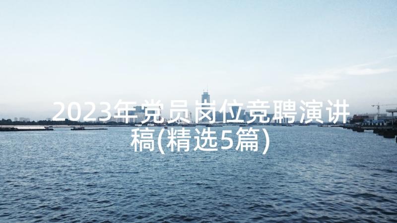 2023年党员岗位竞聘演讲稿(精选5篇)