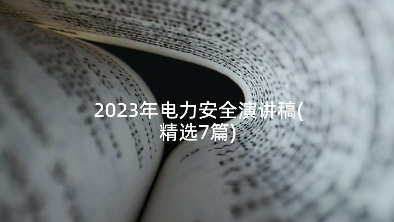 2023年电力安全演讲稿(精选7篇)