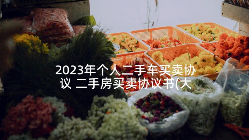 2023年个人二手车买卖协议 二手房买卖协议书(大全9篇)