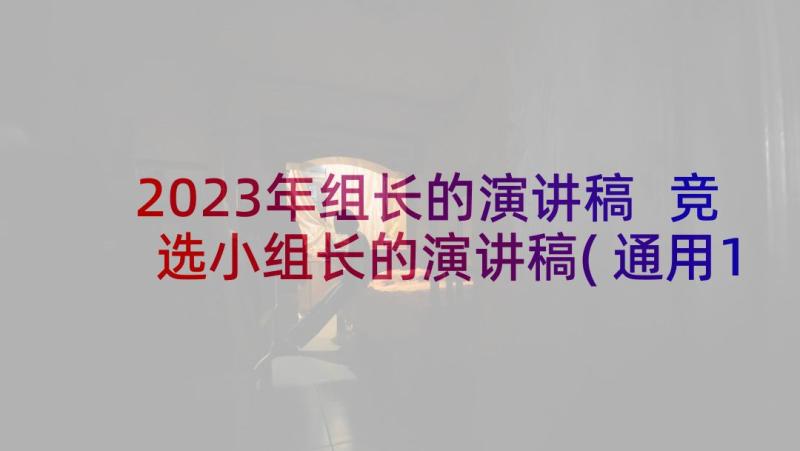 2023年组长的演讲稿 竞选小组长的演讲稿(通用10篇)