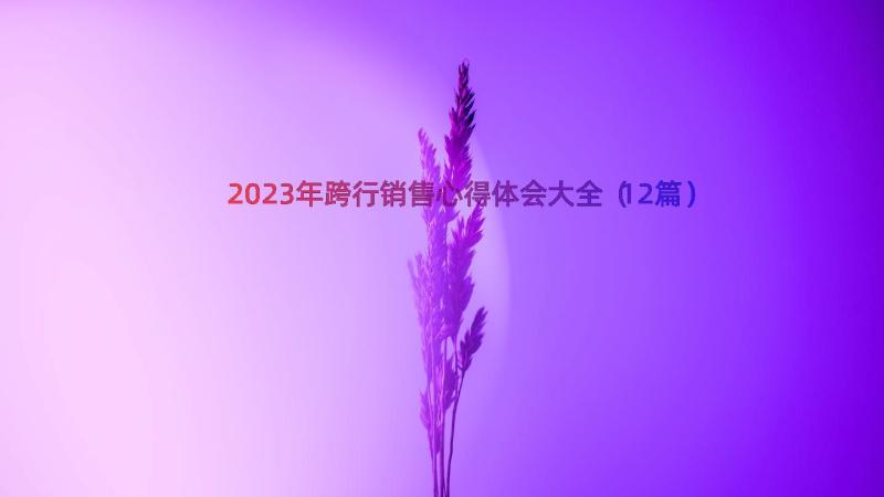 2023年跨行销售心得体会大全（12篇）