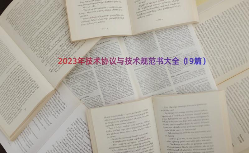 2023年技术协议与技术规范书大全（19篇）