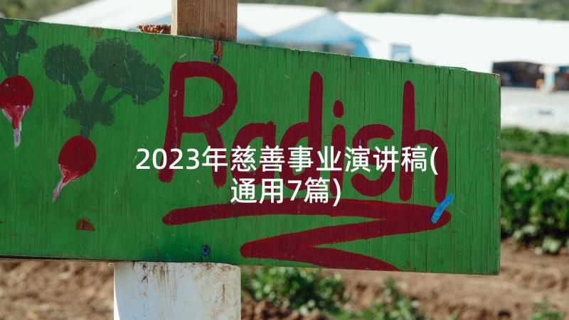 2023年慈善事业演讲稿(通用7篇)