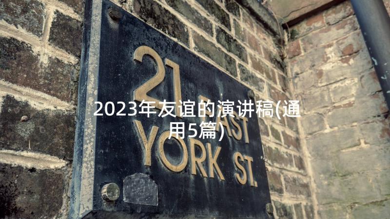 2023年友谊的演讲稿(通用5篇)