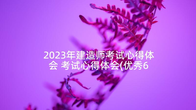 2023年建造师考试心得体会 考试心得体会(优秀6篇)