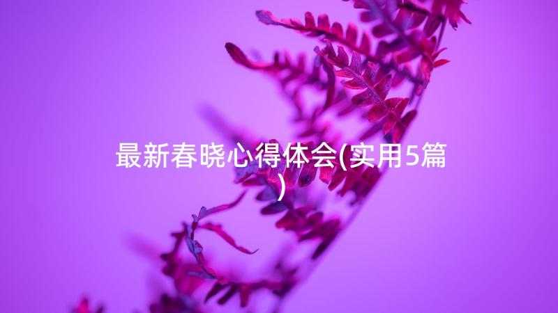 最新春晓心得体会(实用5篇)