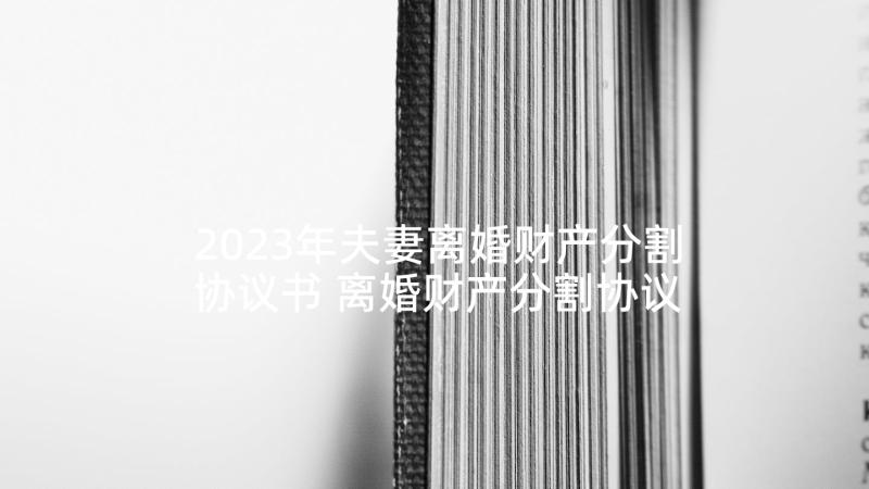 2023年夫妻离婚财产分割协议书 离婚财产分割协议(通用6篇)