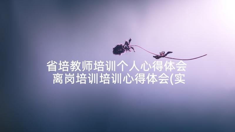 省培教师培训个人心得体会 离岗培训培训心得体会(实用5篇)