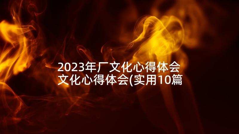 2023年厂文化心得体会 文化心得体会(实用10篇)