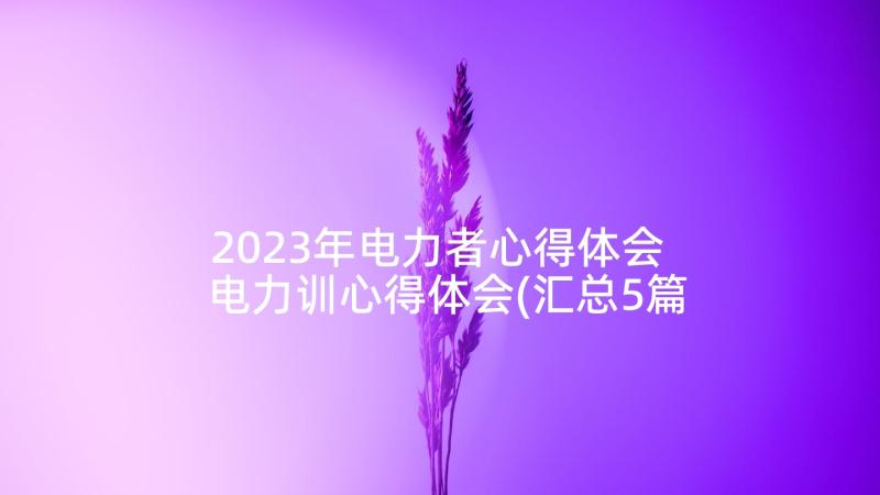 2023年电力者心得体会 电力训心得体会(汇总5篇)