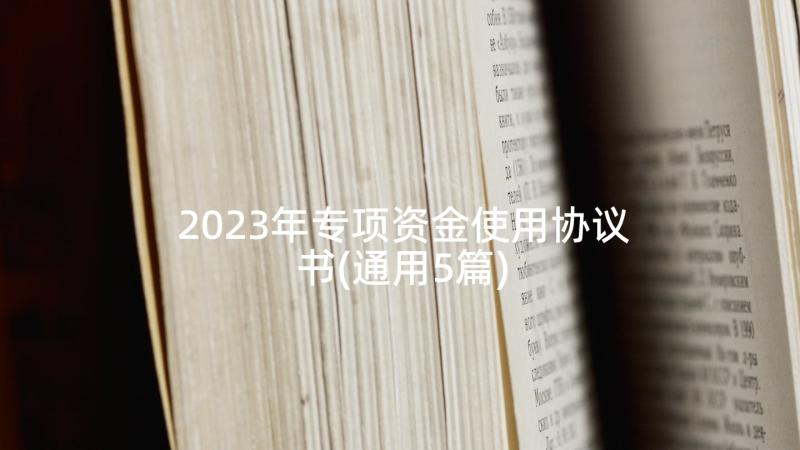 2023年专项资金使用协议书(通用5篇)