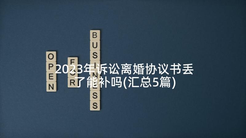 2023年诉讼离婚协议书丢了能补吗(汇总5篇)