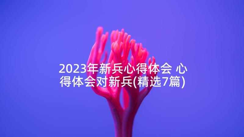 2023年新兵心得体会 心得体会对新兵(精选7篇)