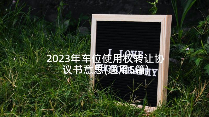 2023年车位使用权转让协议书意思(通用5篇)