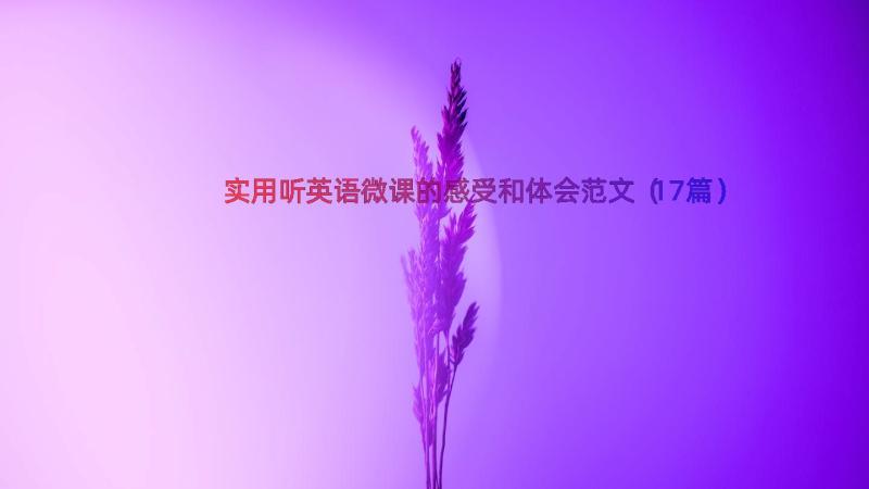 实用听英语微课的感受和体会范文（17篇）