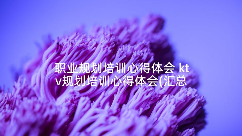 职业规划培训心得体会 ktv规划培训心得体会(汇总5篇)