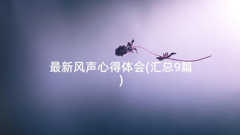 最新风声心得体会(汇总9篇)