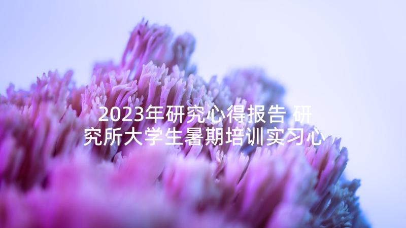 2023年研究心得报告 研究所大学生暑期培训实习心得体会(通用5篇)