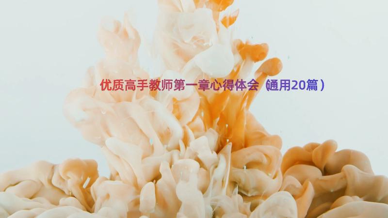 优质高手教师第一章心得体会（通用20篇）