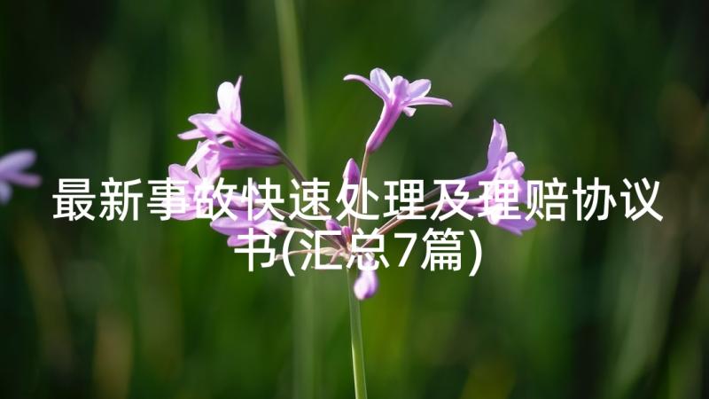 最新事故快速处理及理赔协议书(汇总7篇)