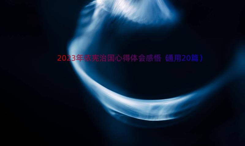 2023年依宪治国心得体会感悟（通用20篇）