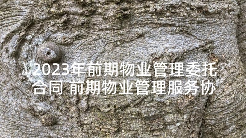 2023年前期物业管理委托合同 前期物业管理服务协议书(模板10篇)