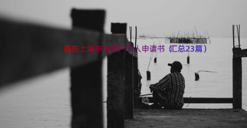 最热上海申请落户个人申请书（汇总23篇）